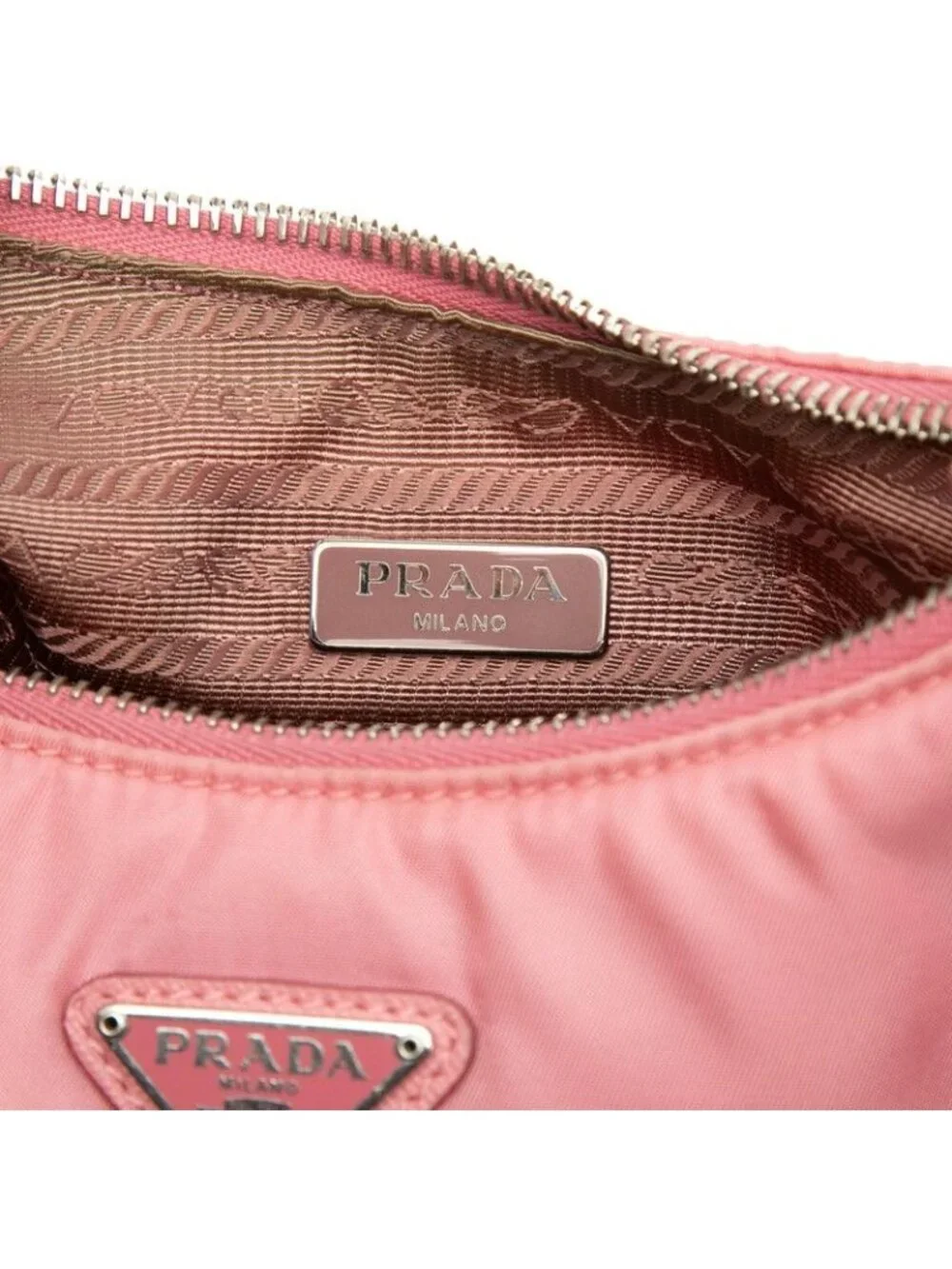 Prada Re Edition 2005 Chain 2-Way Shoulder Bag Pink Nylon Leather